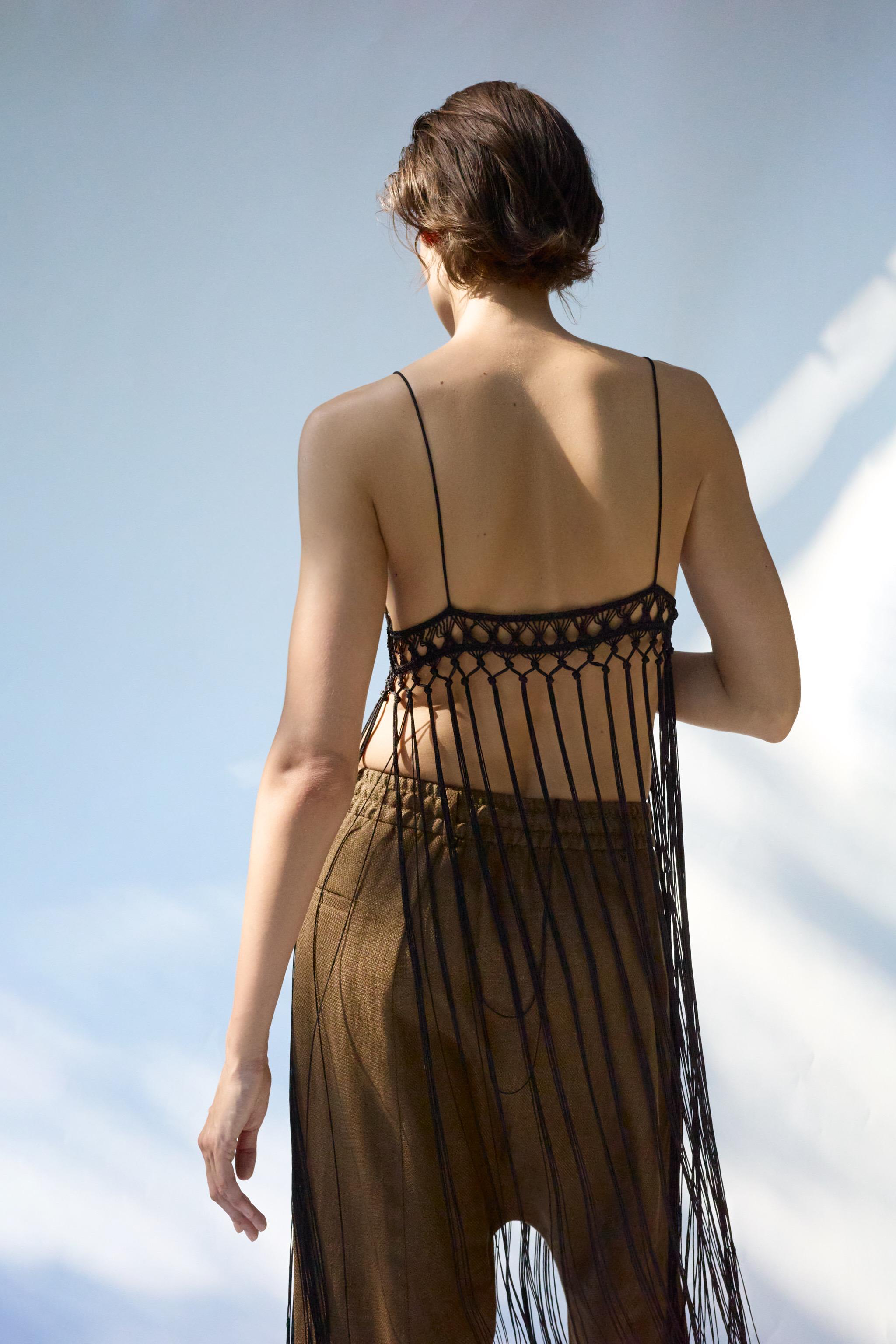 CROCHET FRINGED BRA